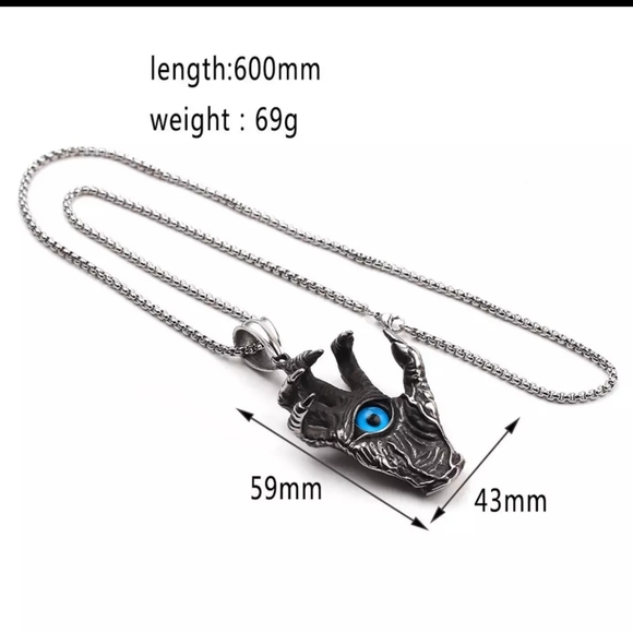 NWT Blue Eye Demon Claw Gothic Necklace - Picture 4 of 11